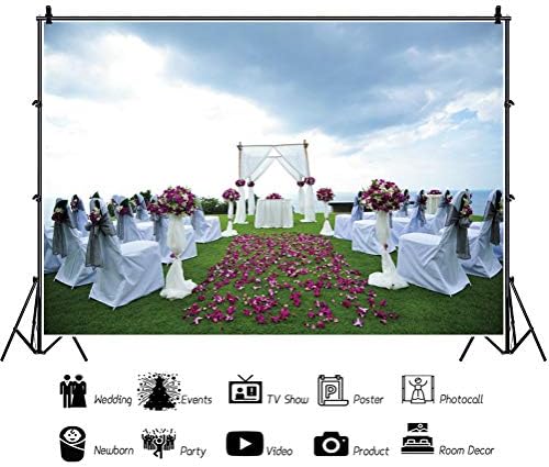 OERJU 12x10ft predivna vjenčana stolica postavka stola fotografija pozadina cvijeće bijeli šifon zavjese