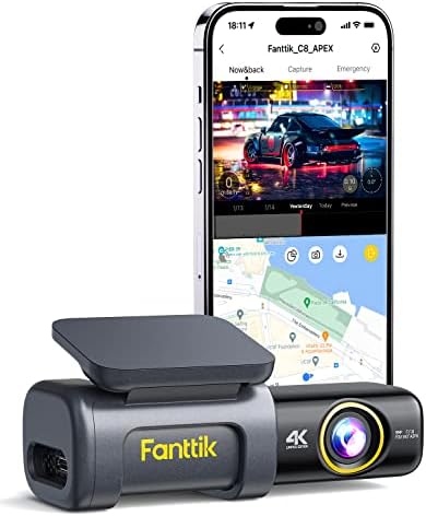 Dan Fanttik - C8 Apex Dash Cam, True 4K UHD crtica za automobile, super noćni vid, ugrađeni 128g EMMC, besplatna