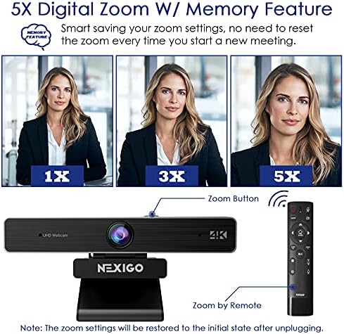 Nexigo 4K komplet za web kameru, mreža za zumiranje, N950p web kamera sa daljinskim, Sony Starvis senzorom,