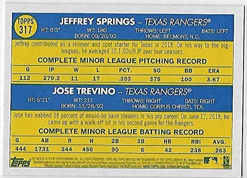 2019 TOPPS Heritage 317 Jeffrey Springs / Jose Trevino Texas Rangers Rookie bejzbol kartica