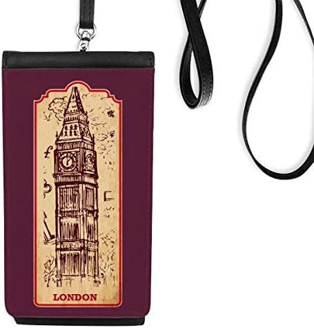 Big Ben England Landmark Oznaka Oznaka uzorka Telefon novčanik torbica Viseći mobilni torbica Crni džep