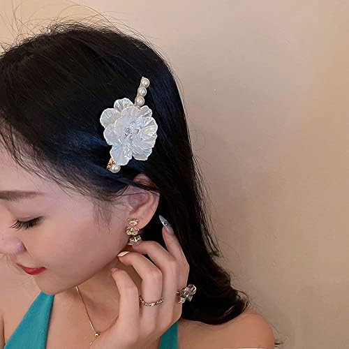 Bybycd Korean Style Clip za kosu Vintage Retro Pearl Cvet Sweet Fairy Lovely Duckbill Clip