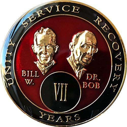 7 godina osnivači Crveni tri-ploča AA medaljon Bill & Bob Chip VII
