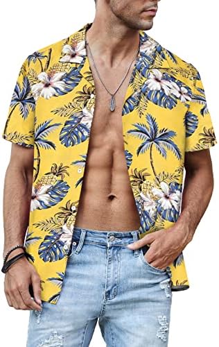 Jmierr casual gumb niz majice kratkih rukava cvjetna havajska majica za muškarce