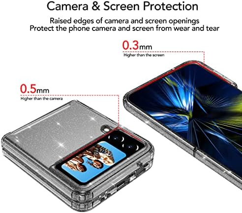 Lamse za Galaxy Z Flip 3 5g, Crystal Clear Bleng Sparkly Glitter Shiny Soft Flexible TPU Slim Fit Pad zaštita