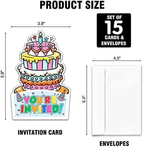 Hafhue 15 kom rođendanskih kolača u obliku pune kartice sa kovertama, smiješni rođendani pozivnici za dječake