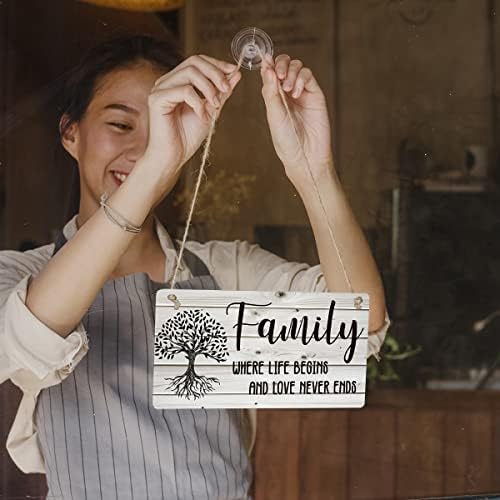 Porodica u kojoj počinje život i ljubav nikad ne završava znak Poklon seoski kuća Obiteljski drveni viseći