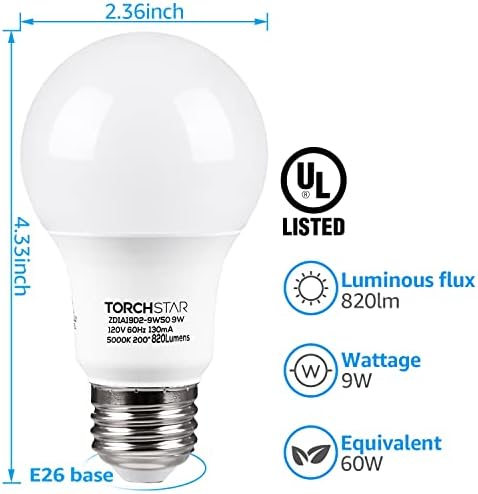 LEONLITE pregradna lampa Bundle A19 LED sijalice, 2-Pakovanje Vanjska 8.5 pregradna lampa, ul navedena E26