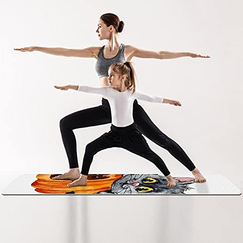 Debela neklizajuća Vježba & amp; fitnes 1/4 prostirka za jogu sa printom mačje bundeve za Yoga Pilates &