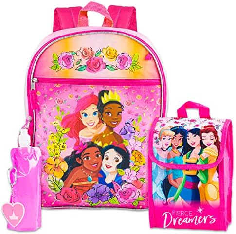 Disney Princess ruksak i kutija za ručak Set za djevojčice djecu ~ Deluxe 16 Princess ruksak sa torbom za