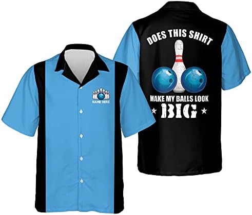 Lasfour Custom Funny Bowling majice za muškarce Retro, vintage kuglanje s kratkim rukavima Havajska košulja