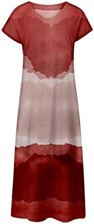 Plus size Ženske haljine Žene Ležerne prilike sa ljetnim kratkim rukavima V izrez Haljina šarenog gradijentnih