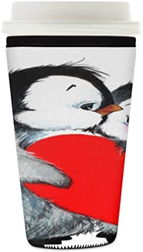 Penguin Love Heart Reusable Ruke za kavu Neoprene Izulatore rukav za ledene šalice za kafu hladne napitke,