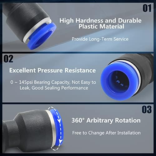Lanzeuta 24kom 4mm cijev od plastike ravno, plava Push-To-Connect Fitings Set, pneumatske cijevi komplet