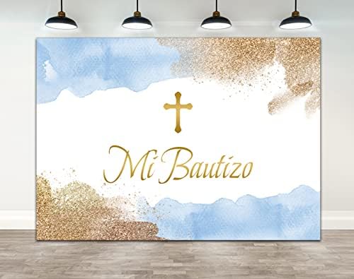 Ticuenicoa 7×5ft mi Bautizo pozadina Meksički ukrasi za krštenje God Bless Boy first Holy Community Banner plavi akvareli oblaci fotografija pozadina krštenje dekor za tuširanje novorođenčadi