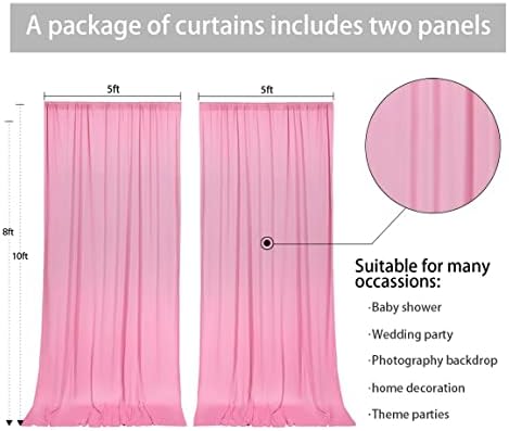 Mohoeey 10 ft x 8 ft Pink Backdrop zavjese ploče, poliester pozadina za fotografije bez bora, potrepštine
