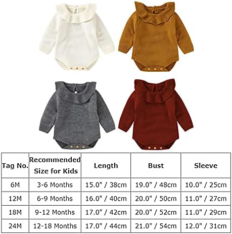 Imekis novorođenče Dječji džemper Hromper Knit Jesen Outfit ruffles dugim rukavima pletena bod-odjeća za