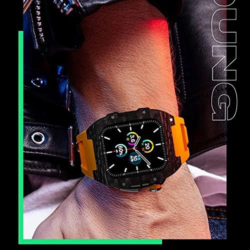 Ekins luksuzni karbonski od legura od legure na papiru za Apple Watch 7 6 5 4 SE gumeni band DIY bezel modifikacijski
