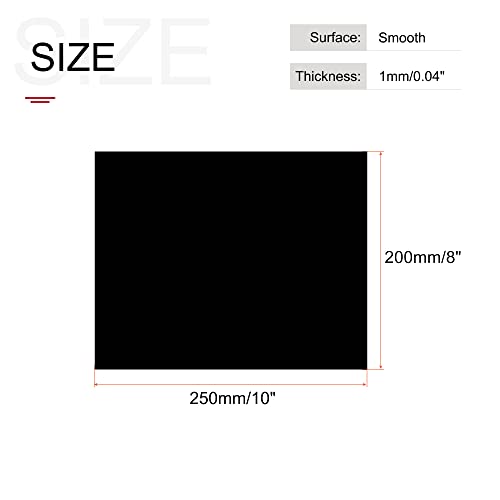 MECCANIXITY Crni ABS plastični Lim 10x8x0, 04inch za građevinski Model, DIY zanati, Panel, pakovanje od 2