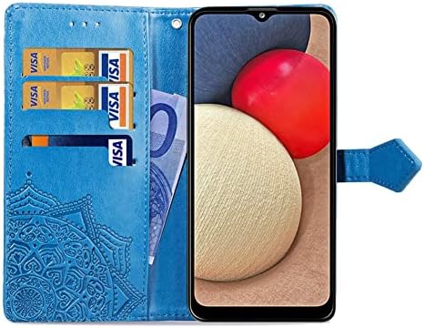 Yopinp torbica za novčanik za Samsung A03s, Galaxy A03s futrola sa držačem za kartice PU kožna preklopna futrola sa zaštitnom futrolom za zapešće kompatibilnom sa Samsung Galaxy A03s Mandala Blue SD