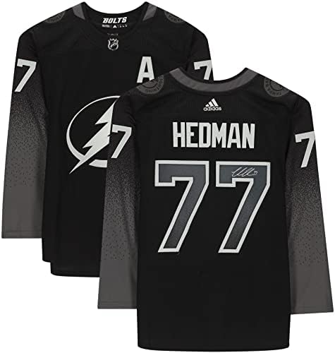 Victor Hedman Tampa Bay Munja autogramirana crna alternamena Adidas Autentic Jersey - autogramirani NHL