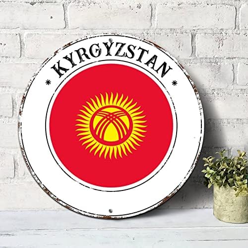 Kirgistan Nacionalna zastava Retro Metal Art Sign Shabby aluminijski metalni vijenac Potpisuje zid umjetnosti