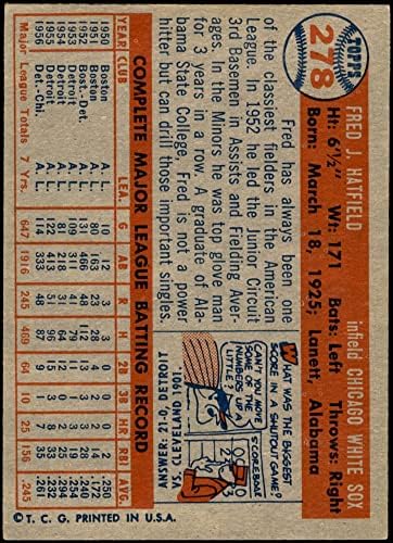 1957. topps 278 Fred Hatfield Chicago White Sox Nm White Sox