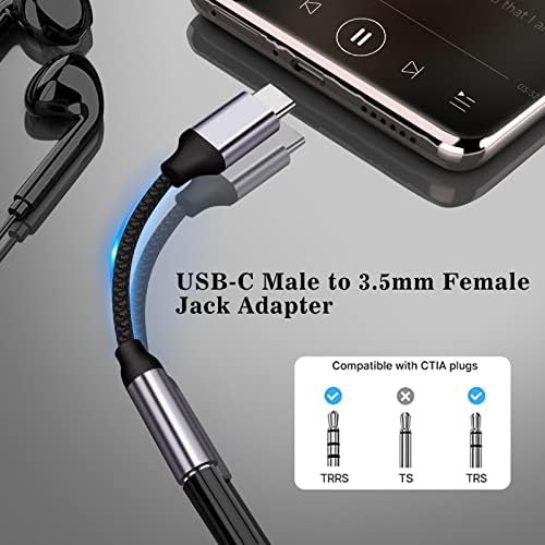 USB C do 3,5 mm adapter za slušalice za Samsung S23 S22 ultra S21 S20 Fe Galaxy A53 5g, DAC CHIP USB C Audio