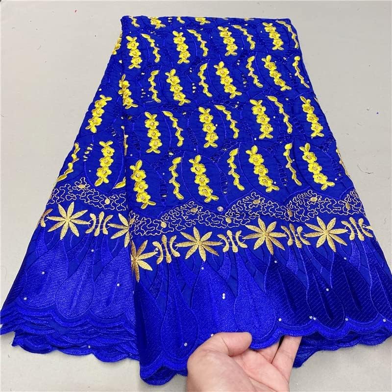 SELCRAFT 5 Yard Swiss Fabric najnoviji teški vez od perli afrički pamuk Voile Lace Dubai stil za svadbene