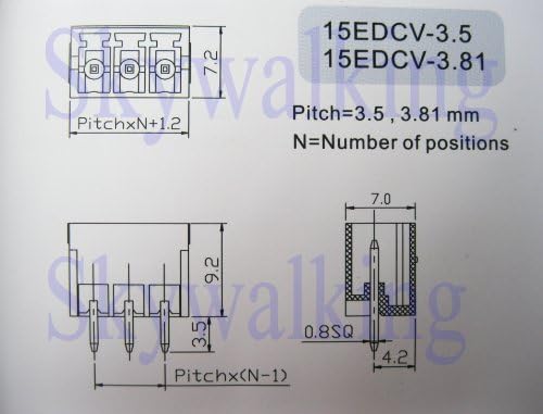10 kom korak 3.81 mm 6way/pin vijčani Terminal blok konektor w / ravno-pinski zelena boja priključni tip