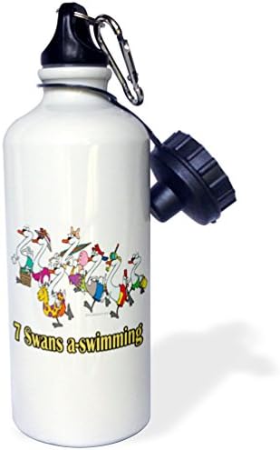 3drose Sedam labudova pliva boca za sportsku vodu, 21 oz, bijela