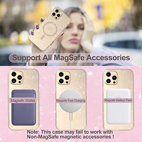 Tirvken Glitter iPhone 12/12 PRO Case Kompatibilan sa Magsafe za žene [jednodijelna tehnologija za oblikovanje]