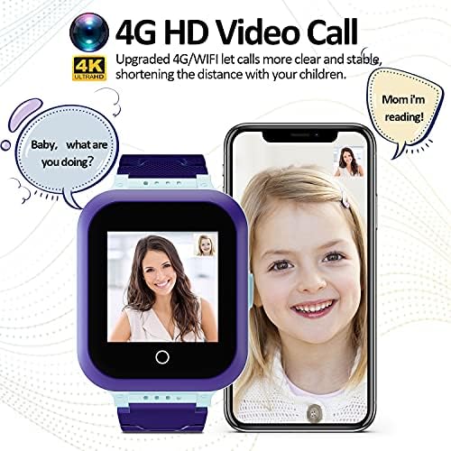 CJC 4G sat za djecu, djeca anti-izgubljeni pametni sat IP67 vodootporan podržava video chat, poruke, dječji školski režim, SOS funkciju, GPS lokaciju, kameru i pedometar za dječake i djevojke