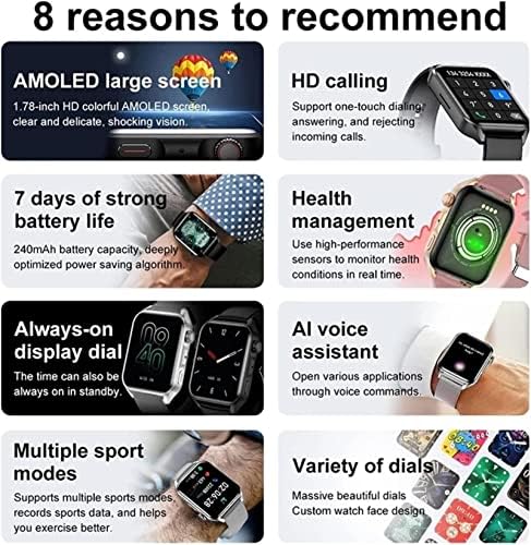 Funnybsg Smart Watch Men HD ekran Uvijek prikazujte vrijeme Bluetooth poziv Smartwatch Žene za Android