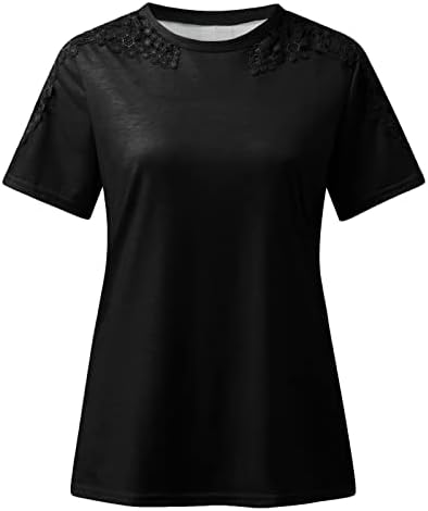 Casual bluze za žene, žene ljetne vrhove o vratu kratkih rukava s kratkim rukavima, majice u boji, labavi