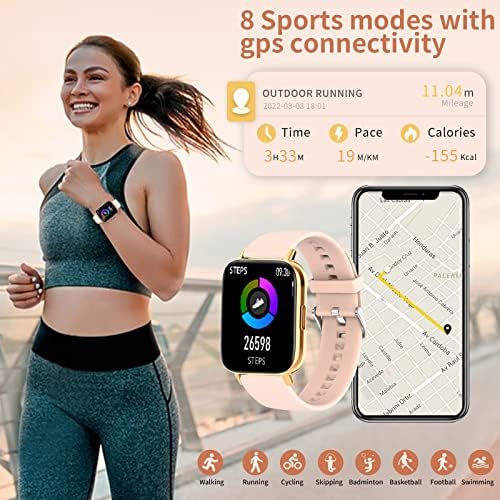 Smart Watch za žene, pametne satove za Android i IOS telefone, 1,69 dodirni ekran Vodootporni fitnes tragač